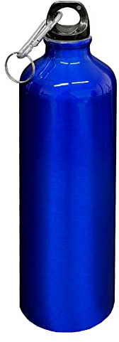 HAC24 Aluminium Trinkflasche 0,75 L mit Karabiner Alu Wasserflasche Sportflasche Fahrradflasche Aluflasche (Blau)