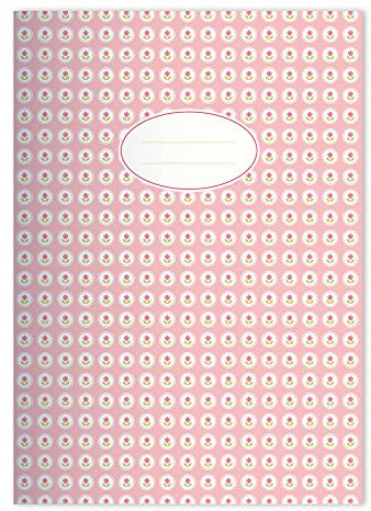 Kartenkaufrausch 16x Niedliche Vintage Mädchen DIN A5 Schulhefte, Schreibhefte mit Pastell Blümchen Muster in Rosa Lineatur 4 (liniertes Heft)