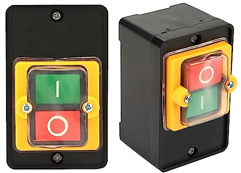 Interruttore a Pulsante Impermeabile Interruttore a Macchina 220v, Avvio Stop Macchina di Taglio Banco Trapano Interruttore Polvere ON/Off Pulsante AC 220/380V 10A