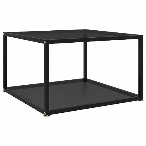 Homgoday Svart 60 x 60 x 35 cm härdat glas, vardagsrumsbord, vardagsrumsbord, kontorsbord sovrum trädgård