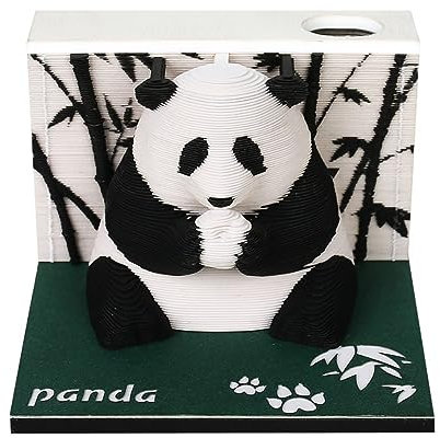 Bloc De Notas 3D, Bloc De Notas De Calendario De Escritorio 2024, Calendario De Escritorio Creativo Bloc De Notas De Bricolaje (Panda)