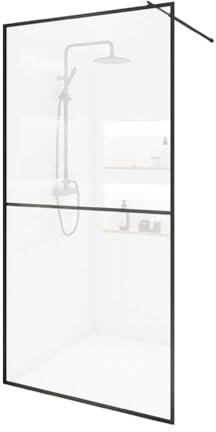 Home Deluxe - Duschabtrennung - BAKI - Breite: 160 cm, Schwarzer Rahmen, Klarglas, 2 Raster Optik - 10 mm ESG - Sicherheitsglas I Walk in Dusche, Duschwand, Duschtür
