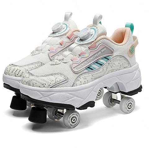 Damen Und Mädchen Rollschuhe Skateboard Schuhe Kinderschuhe Mit Rollen Skate Shoes Rollen Schuhe Sportschuhe Laufschuhe Sneakers Mit Rollen Kinder,34
