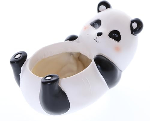 Kawaii-Story DH-R7A7H5 Liegender Panda niedlich mini Topf mit Drainage für Zimmerpflanzen Sukkulenten Garten Gartenfigur Tier Skulptur Dekoration 9cm