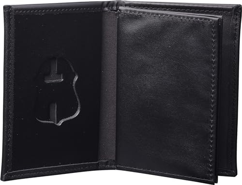 Perfekt passform sköldplånböcker FBI federal stil dold bricka plånbok bricka hållare (Cutout PF-39) svart läder