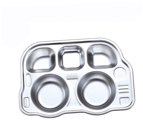 PRETYZOOM Plateau Repas Enfant Acier Inoxydable 27X18.5 Cm Assiette Compartimentée Sécurisée Vaisselle Enfants Pour Dîner Quotidien Et Fêtes