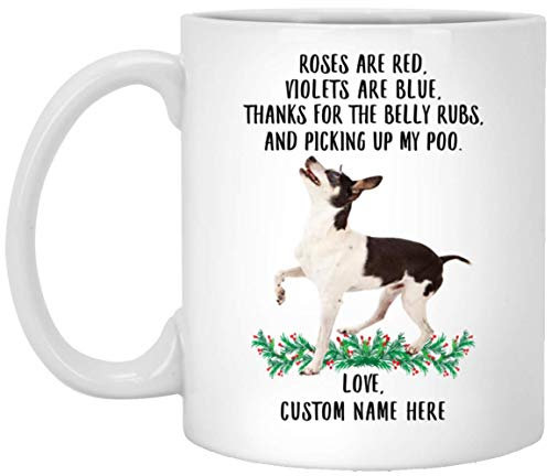 Kaffeebecher Rat Terrier Weiß Schwarze Rosen Sind Rot Veilchen Sind Blau Personalisierter Name Weiß Kaffeetasse Lustig Bürotasse Retro Weihnachtstasse Für Arbeit Familie Freunde 330Ml