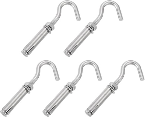 sourcing map 5 ganchos de expansión de acero inoxidable M8 304, tornillo de expansión estándar de taza abierta, gancho de hormigón para pared, techo, hormigón, mampostería