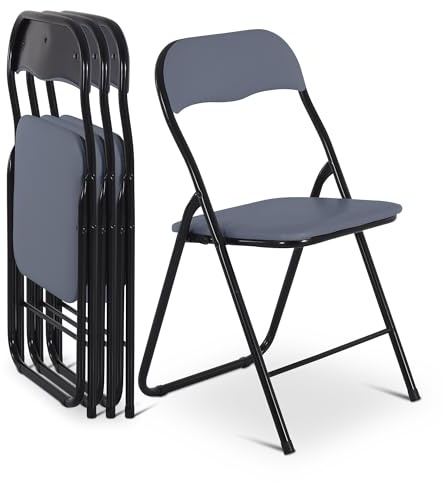Raburg Klappstuhl-Set, Gästestuhl klappbar, 4er-Set - gepolstert, leicht und bequem, Belastbarkeit 110 kg, Stabiler Metallrahmen, zum Klappen, für Gäste, Event & Party, Felix, Grau/Schwarz
