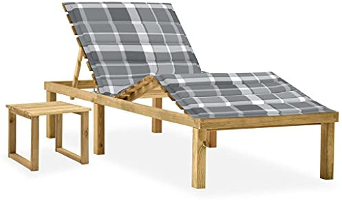 vidaXL Kiefernholz Imprägniert Garten Sonnenliege mit Tisch Auflage Gartenliege Holzliege Relaxliege Strandliege Gartenmöbel Liege Saunaliege