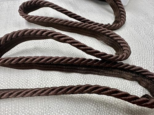 Cordón trenzado para decoración del hogar, cortinas de cojín de 7 mm de ancho, cualquier longitud, color marrón oscuro, se vende por carrete de 20 metros