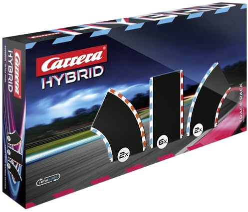 Carrera Hybrid, Track Pack 1, Streckenerweiterung mit 10 Teilen, 417 cm Länge, 2 rechte und 2 Linke Kurven, 6 gerade Streckenteile, Perfekt für spannende Streckenführungen