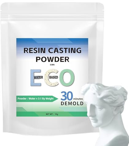 Pzuryhg Resina per colata, resina epossidica, polvere per colata in resina, formula ecologica a base d'acqua da 1000 g, 20-30 minuti, composto di gesso a indurimento rapido, facile da miscelare, non