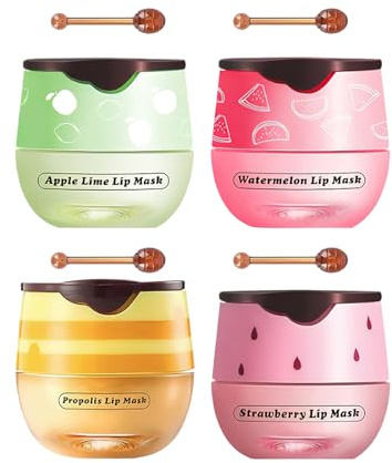 XdealCozyxc 4PCS Honey Lip Balm Uk Lip, Bee Honey Lip Balm for 24h Moisture & Wrinkle Repair