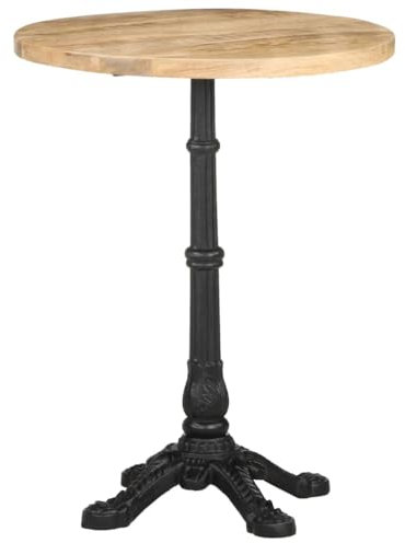 CINDERFUL Bistrotisch Ø60x76 cm Raues Mangoholz,Romantischer Bistrotisch aus Mangoholz robust und stabil für Garten und Esszimmer Gartenmöbel & Zubehör Tische