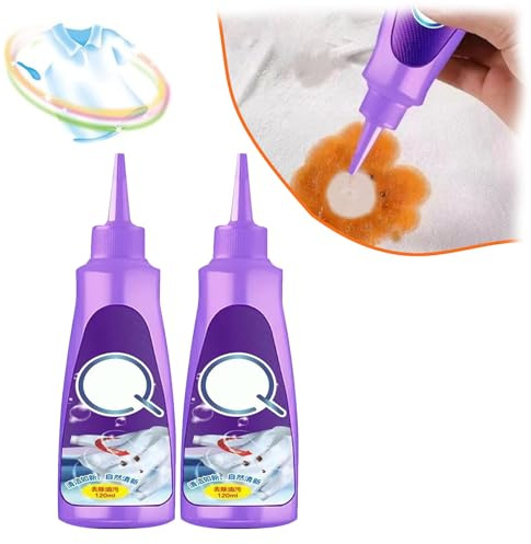 120 ml Fleckenentferner für Kleidung, Mehrzweck-Aktiv-Enzym-Wäsche-Fleckenentferner, hartnäckiger Fleckenreiniger für die meisten Arten von Kleidung (2 Stück)