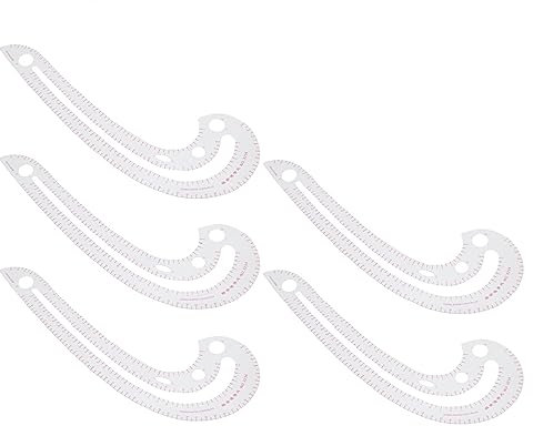 5-teiliges Kurvenlineal, Transparent, Hochpräzise Musterlineale für Kleidungsdesign, Zeichnen, Nähen mit Kurvenformlineal, Ideales Werkzeug für Designer, Schneider, Anfänger
