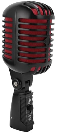 Gugxiom Microphone Vocal Dynamique Rétro Classique – Micro Cardioïde Unidirectionnel de Style Vintage avec Câble XLR – Compatible avec Support Universel – Performances en Direct, (Black)