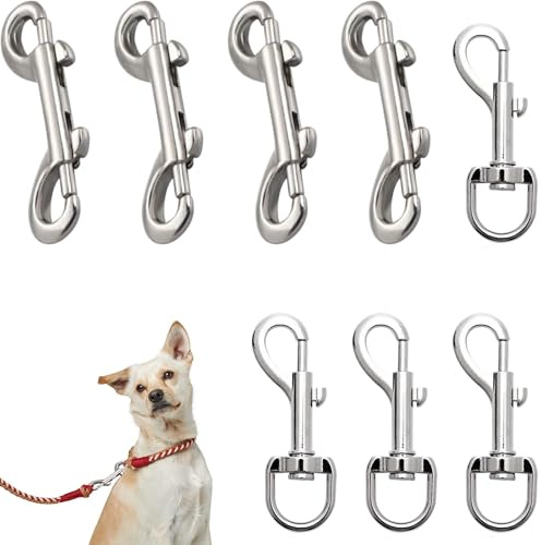 8PCS Dog Lead Hook Corrosion Resistan Lightweight and Portable Double Ended Bolt Snap Hooks Strong and Durable Double Ended Swivel Snap Hook for Dog Lead Horse Tack Pet Feed Buckets