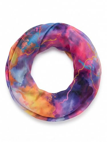 styleBREAKER Damen Loop Schal Aquarell Viskose | 83x48 cm Maß, kratzfreies Gewebe, 2-mal flexibel um den Hals wickelbar, fließende Farbübergänge.