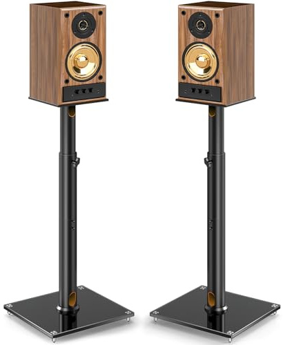 5Rcom Lot de 2 supports de haut-parleur universels pour son surround - Hauteur réglable de 830 mm à 1100 mm chacun - Capacité de 5 kg - Gestion des câbles - Assemblage facile - Noir