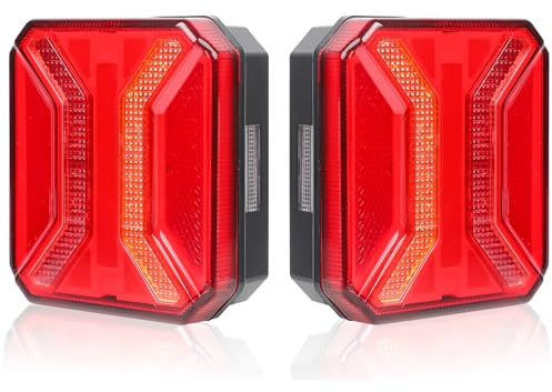 Yinaolan 2 Stück Rückleuchten Anhänger 12 V/24 V Superhell Wasserdicht für Anhänger, LKW, Wohnwagen, Van, Traktor, E9-zertifiziert