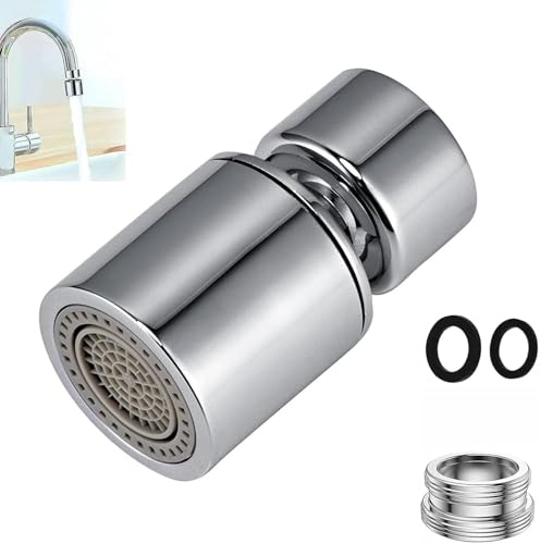Wjelet Kitchen Tap Spray Head, Tap Aerator 360° Swivel, Dual-Function Soft Stream/Strong Sprayer,Water-Saving, Faucet Extender, Universal M24/M22 Adapter