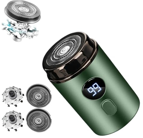 Easy Trim Pro 2.0, 2025 Nouveau Easy Trim Rasierer, anti-coupure Mini rasoir électrique pour hommes, mini rasoirpour zones intimes, Étanche Wet & Dry sans Fil avec Écran LE D (Vert+2 lame)