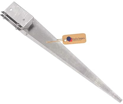 GEZU IMPEX Justerbart Stolpspett 100x100x750mm Varmförzinkat Set med 12 Markankare Stolpehållare Nedfällbar Spikklämma