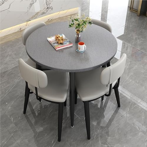 Tisch- und Stuhl-Set, Empfangsraum, Konferenztisch, Büro, Club, Lounge, 80 cm, runder Esstisch, nordisch, 1 Tisch, 4 Stühle, Balkon, Schlafzimmer, Hotel, Verhandlung, Besprechungsraum, legere Frühstüc