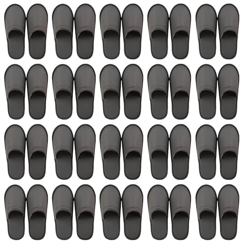 PRITOK 20 pares de zapatillas de spa portátiles antideslizantes para hotel, viajes, uso en casa, invitados, unisex, 28 x 11 x 0,6 cm (gris)