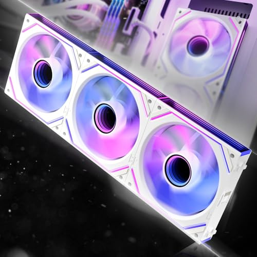 AsiaHorse DAWN Pro RGB PC Lüfter 120MM Reverse Gehäuselüfter 3 Stück, ARGB Daisy Chain PC Lüfter [Infinity Mirror] [HDB] 71 CFM/1850 RPM/2.6MMH2O 4 Pin PWN & 5V 3Pin ARGB für Asus Aura ASRock