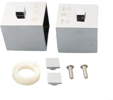 TDCuizent Pomo cuadrado cromado para control de temperatura de ducha, piezas de repuesto, controles de válvula mezcladora termostática con eje de 20 dientes, plástico ABS, manijas de grifo de ducha