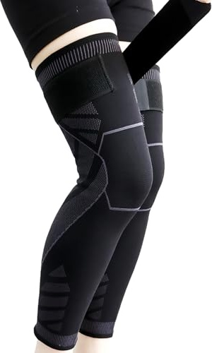 Goosom Genouillère Réglable (1 Paire) Genou Bandage Sport de Compression Élastique Mixte,Genouillères Sport Longues, Genouillère de Maintien Respirant et Antidérapant pour Sport Gris K50B XL