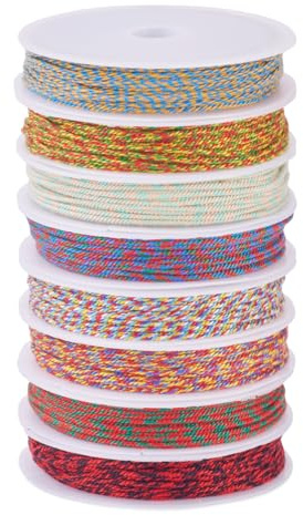 Craftdady Cordoncino intrecciato rotondo in poliestere da 40 m, filo sottile da 1 mm, con bobine colorate, corda intrecciata per la creazione di gioielli fai da te, 8 colori
