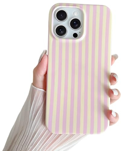 SmoBea Kompatibel mit iPhone 13 Pro Hülle, Süßes Striped Handyhülle, Weiches TPU, Schlanke, Stoßfeste Telefonabdeckung für Frauen und Mädchen, Schön und Stilvoll, Rosa und gelb