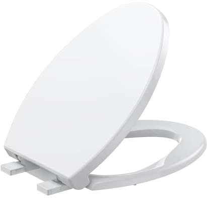 Toilet Seat Cover Elongated – Durable PP Toilet Seat with Slow Close Hinges, Easy Clean White Replacement for American Standard Toilets