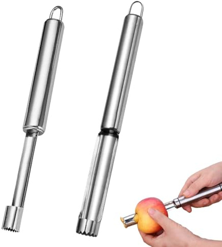 YUVKIN 2 pezzi leva torsolo per mele con lama in acciaio inox, pratico togli torsolo con gancio per, rimuove il torsolo (1,4 cm, 2 cm)