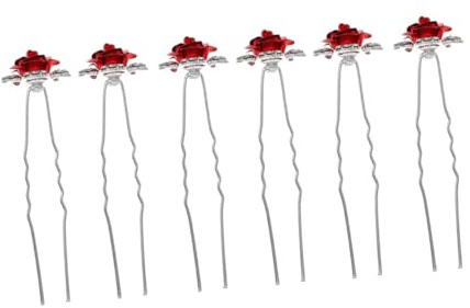 Veemoon 6 pezzi Fermagli Capelli Forcina U con Fiore di Rosa e Strass Accessori Sposa Leggeri e Luminosi per Matrimonio Feste e Uso Quotidiano