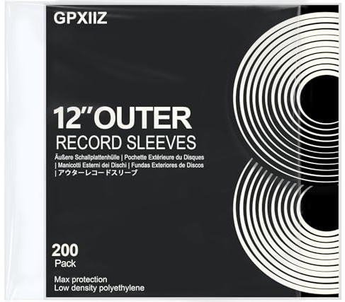 GPXIIZ Vinylfodral Yttre 12 Tum | 200x LP Vinyl Förtjockade Skivfodral