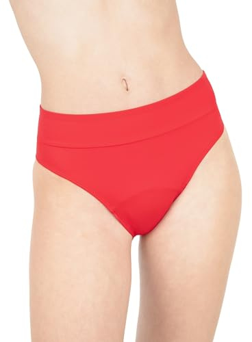 MYLILY Slip Bagno Mestruale Donna, Ragazze & Adolescenti Basic | per Piscina, Mare & Vacanze Estive | Protezione 4 Assorbenti | Antiperdita, Neutro Odori, Oeko-Tex | Rosso, XXL