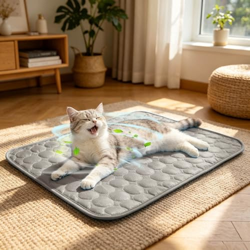 MJIQING Tapis Rafraichissant Chat Et Chien, Durable Tapis Refroidissant | Couverture Rafraichissante Chiens Chaleur Matelas Réfrigérant Animaux, Lavable, Anti-Morsures