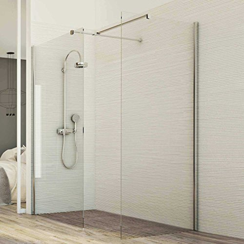 Box doccia Parete 80x130 CM in vetro trasparente 8mm mod. Walk in Corner H198