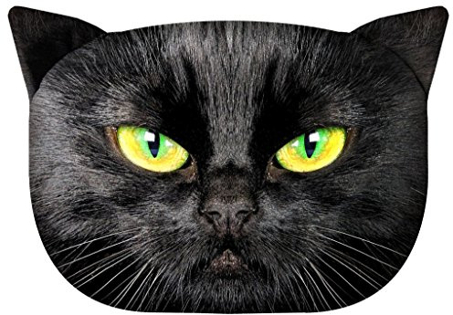 Knuddeliges Designer Kissen mit Katzen-Motiv Katzenkissen Dekokissen Zierkissen mit verdecktem Reißverschluss und Füllkissen (Nero)