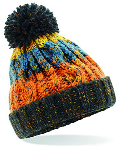4sold Winter Hats Corkscrew Cable Knitted Bobble Hat Plain Mens Womens Beanie Warm Winter Pom Wooly Cap Ladies Warm Knit Hat Pompom with Layer Fleece Line