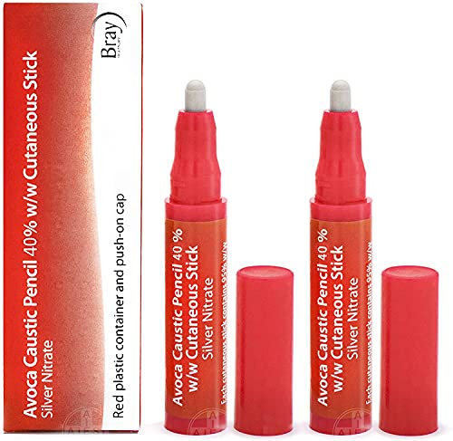 Avoca 40% Silver Caustic Pencil for Removal of Warts and Textiles 2 Pieces