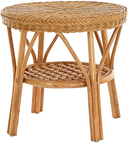 Korb-Outlet Table d'appoint ronde en rotin (miel foncé)