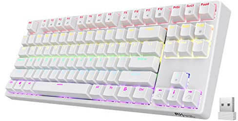 RK ROYAL KLUDGE Sink87G RGB 80% Mechanical Keyboard, Wireless 2.4G Tenkeyless Mechanical Keyboard with Macro Setting, 87 Keys, Tactile Brown Switches (White)