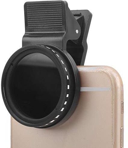 Filtro de lente ND de 37 mm para teléfono, kit de filtro de lente de cámara de teléfono móvil ND2-400 con clip, filtro de densidad neutra ajustable, con clip de lente, para la mayoría de los teléfonos