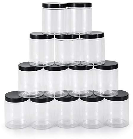 testyu 14 Pcs 8oz/250ml Plastic Jars with Sealing Lid, Food-Grade PET Spice Jars, Reusable Durable Spill-Proof Plastic Storage Jar for Kitchen Groceries Spice Cereals Crafts Slime Containers